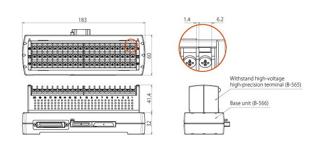 Withstand high-voltage high-precision terminal (B-565) with Base unit (B-566)